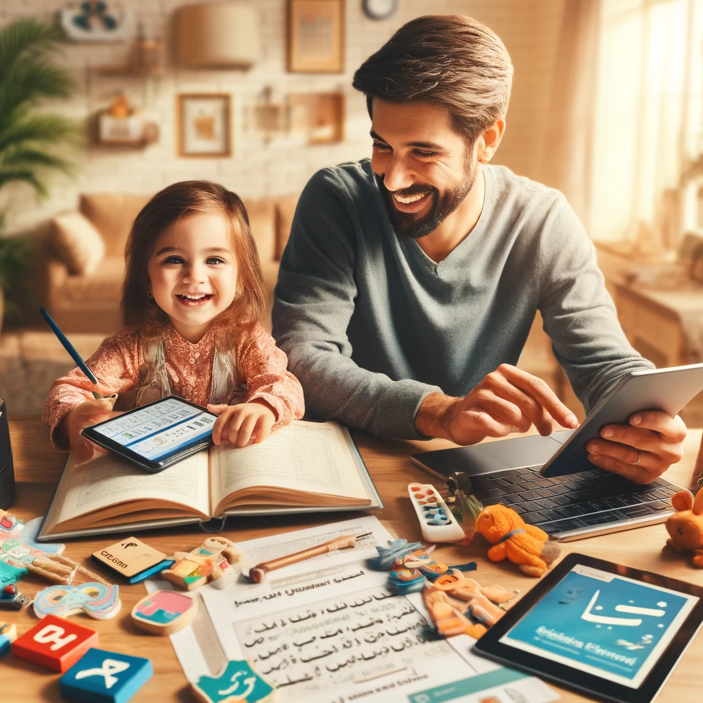 busy parent with their child